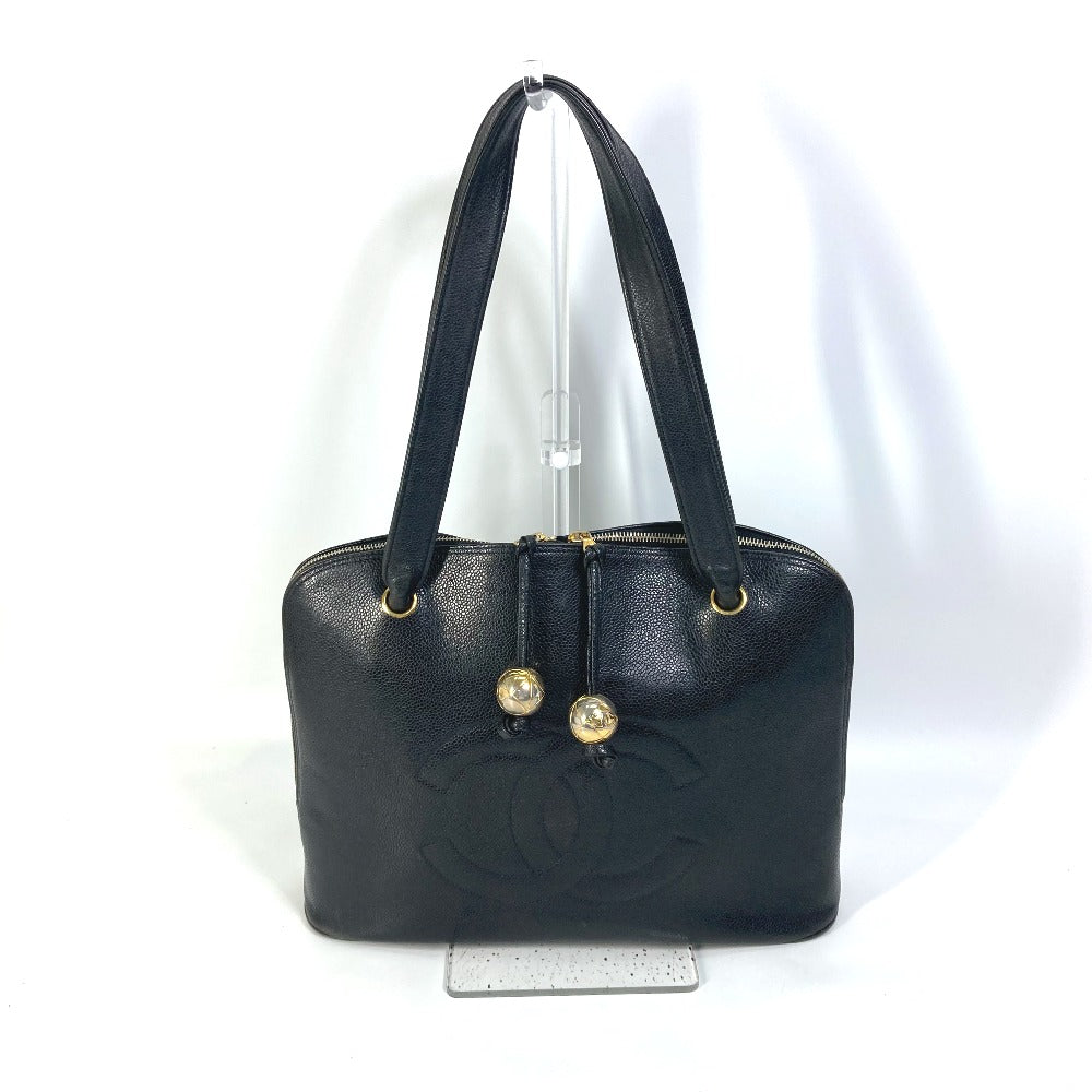 CHANEL Shoulder Bag Caviar skin black Shoulder CC COCO Mark Cocoball Women Used Authentic