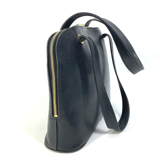 CHANEL Shoulder Bag Caviar skin black Shoulder CC COCO Mark Cocoball Women Used Authentic