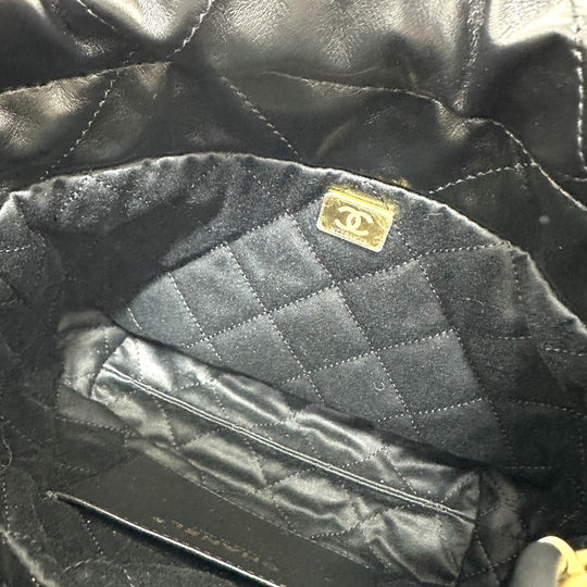 CHANEL Shoulder Bag AS3980 Calfskin black COCO Mark CHANEL22 mini Women Used Authentic