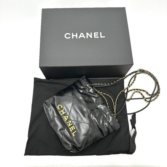 CHANEL Shoulder Bag AS3980 Calfskin black COCO Mark CHANEL22 mini Women Used Authentic