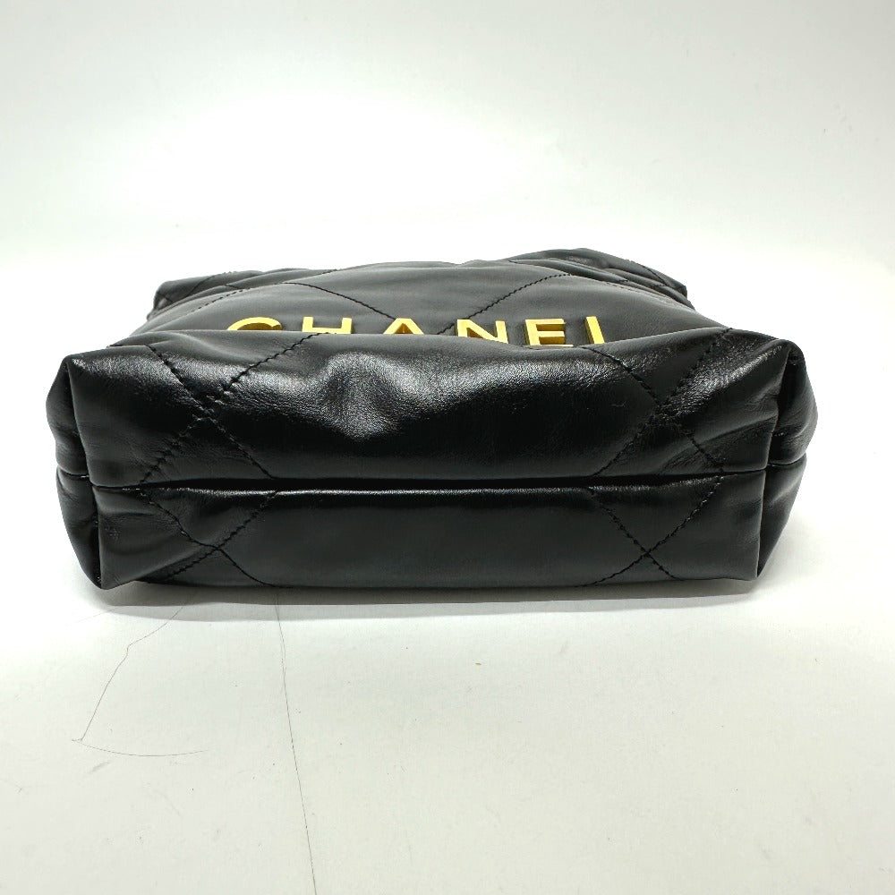 CHANEL Shoulder Bag AS3980 Calfskin black COCO Mark CHANEL22 mini Women Used Authentic