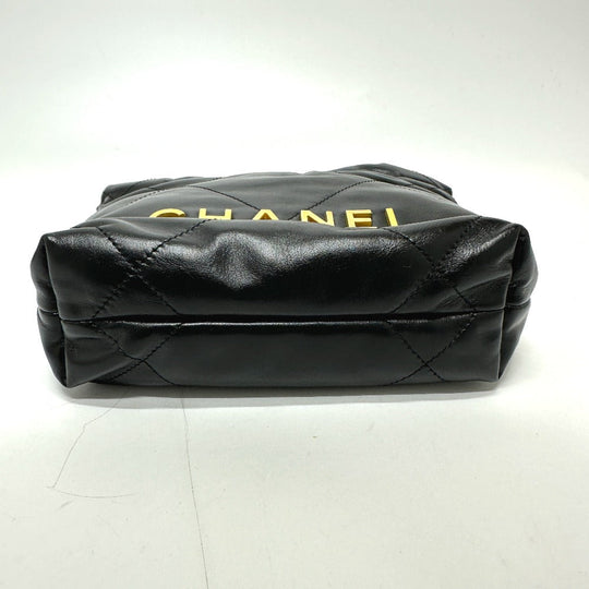 CHANEL Shoulder Bag AS3980 Calfskin black COCO Mark CHANEL22 mini Women Used Authentic