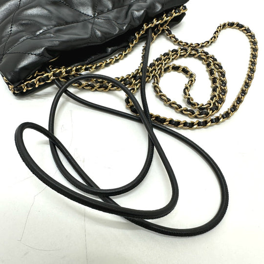 CHANEL Shoulder Bag AS3980 Calfskin black COCO Mark CHANEL22 mini Women Used Authentic