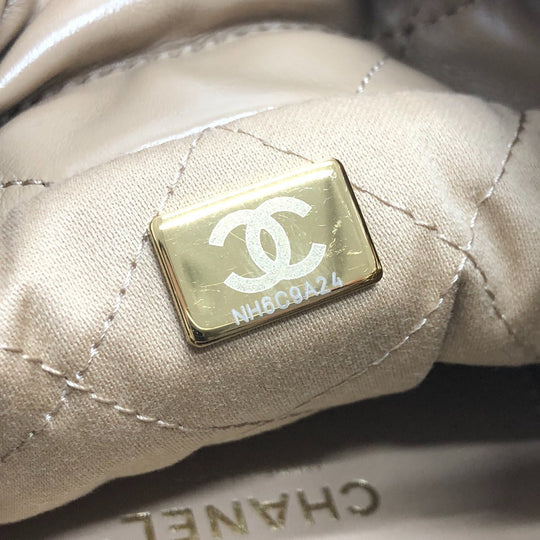 CHANEL Shoulder Bag AS3980 leather beige COCO Mark CHANEL22 Mini 2WAY Women Used Authentic