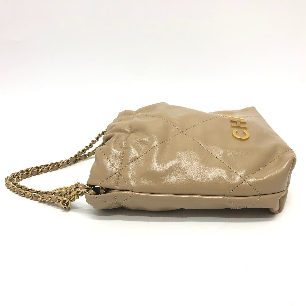 CHANEL Shoulder Bag AS3980 leather beige COCO Mark CHANEL22 Mini 2WAY Women Used Authentic
