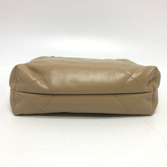 CHANEL Shoulder Bag AS3980 leather beige COCO Mark CHANEL22 Mini 2WAY Women Used Authentic