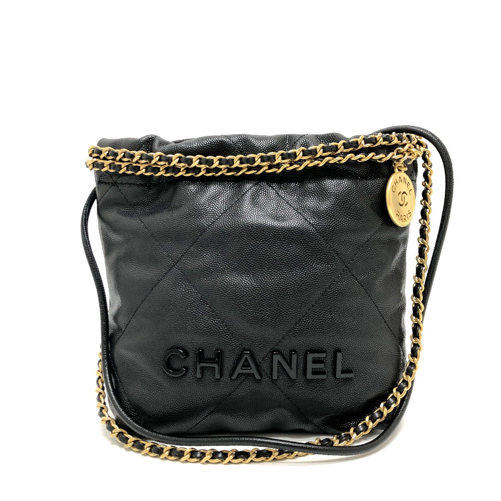 CHANEL Shoulder Bag AS3980 Caviar skin black Matrasse Chanel 22 So Black
