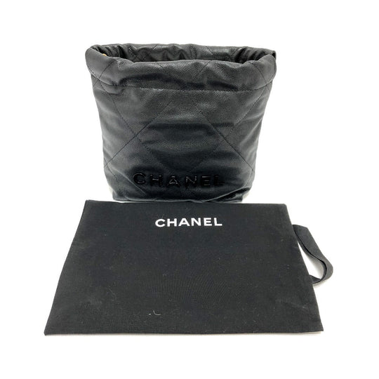CHANEL Shoulder Bag AS3980 Caviar skin black Matrasse Chanel 22 So Black