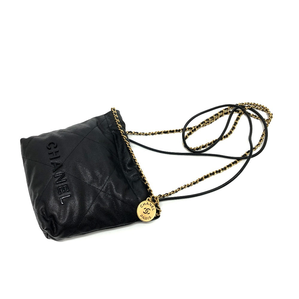 CHANEL Shoulder Bag AS3980 Caviar skin black Matrasse Chanel 22 So Black