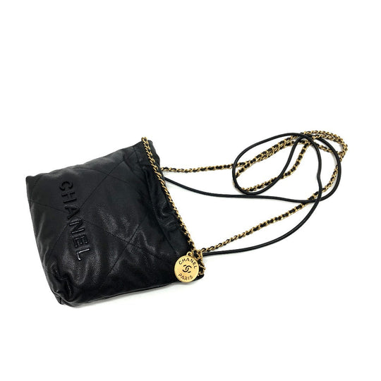 CHANEL Shoulder Bag AS3980 Caviar skin black Matrasse Chanel 22 So Black