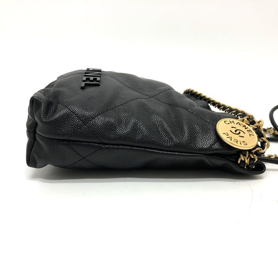 CHANEL Shoulder Bag AS3980 Caviar skin black Matrasse Chanel 22 So Black