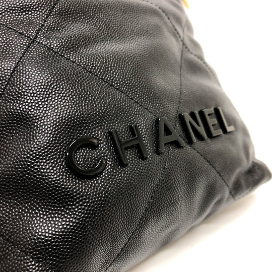 CHANEL Shoulder Bag AS3980 Caviar skin black Matrasse Chanel 22 So Black