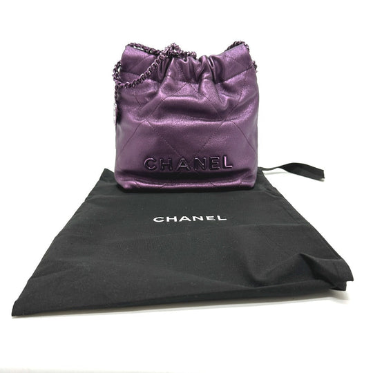 CHANEL Shoulder Bag AS3980 leather purple CHANEL22 Glitter All Purple Women Used Authentic