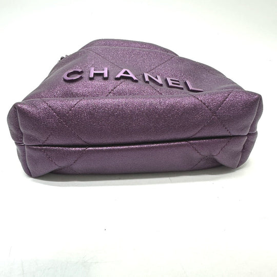 CHANEL Shoulder Bag AS3980 leather purple CHANEL22 Glitter All Purple Women Used Authentic