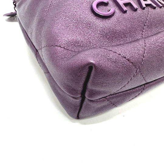 CHANEL Shoulder Bag AS3980 leather purple CHANEL22 Glitter All Purple Women Used Authentic