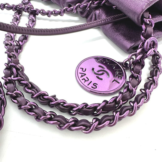 CHANEL Shoulder Bag AS3980 leather purple CHANEL22 Glitter All Purple Women Used Authentic