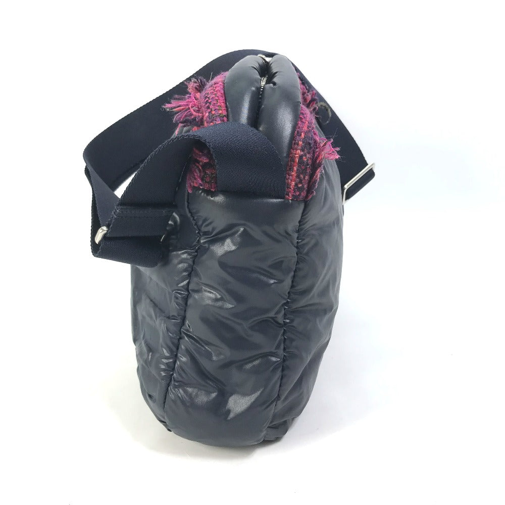 CHANEL Sling bag A57586 Nylon, Tweed Navy Shoulder Bag Coconeige Women Used Authentic