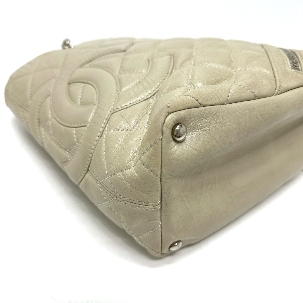 CHANEL Shoulder Bag A34317 leather white Cambon Line Cotton Club CC COCO Mark Women Used Authentic