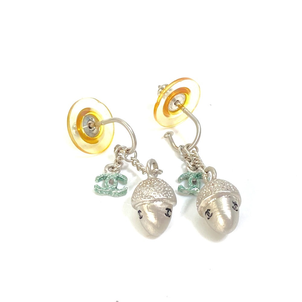 CHANEL Pierce metal Silver Accessories Acorn Women Used Authentic