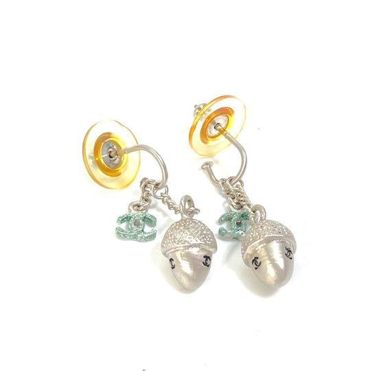 CHANEL Pierce metal Silver Accessories Acorn Women Used Authentic