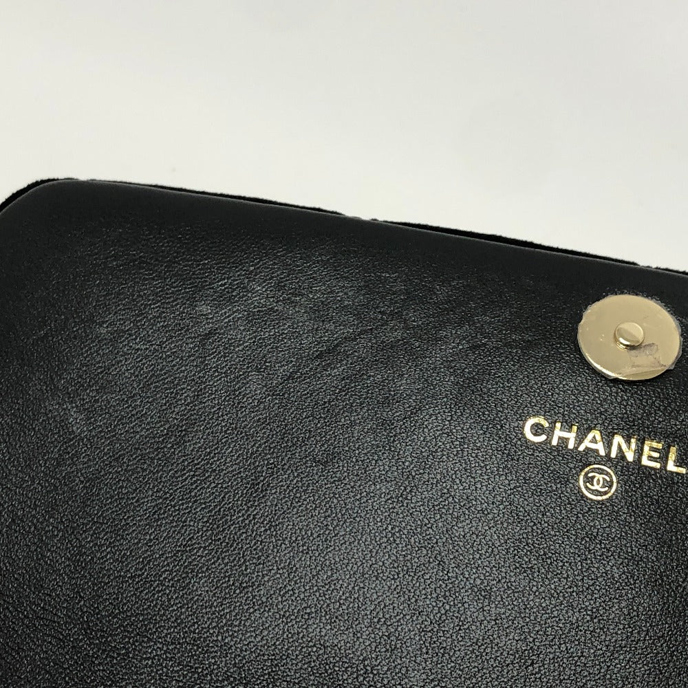 CHANEL Shoulder Bag Velor black Velour Matelasse Women Used Authentic