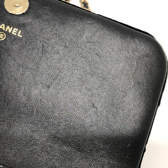 CHANEL Shoulder Bag Velor black Velour Matelasse Women Used Authentic
