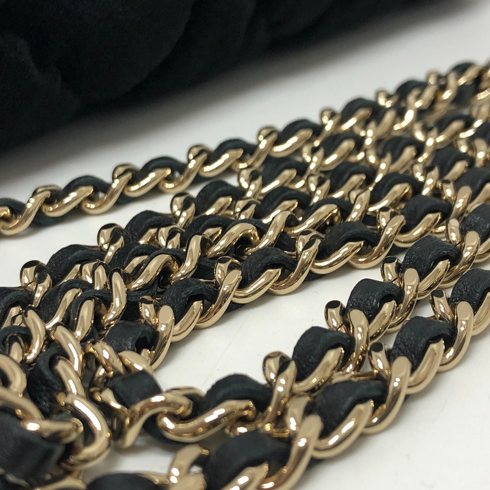 CHANEL Shoulder Bag Velor black Velour Matelasse Women Used Authentic