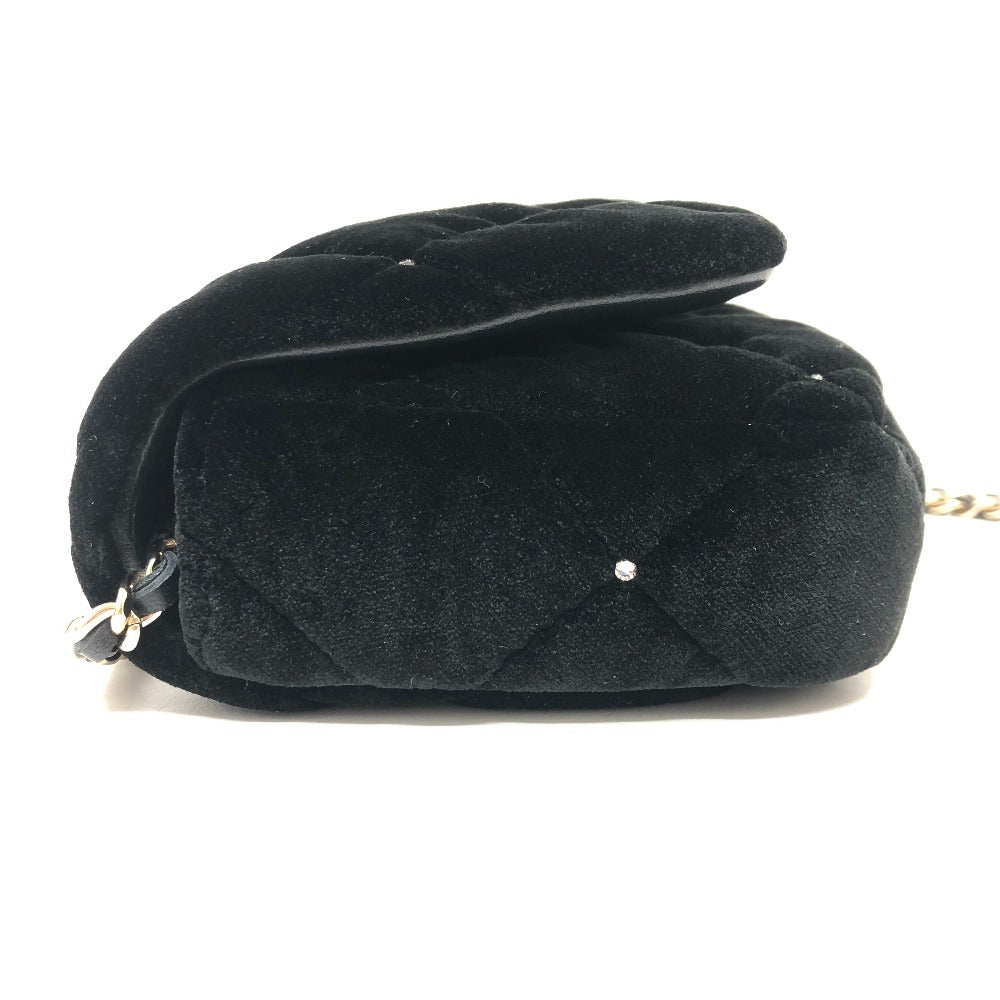 CHANEL Shoulder Bag Velor black Velour Matelasse Women Used Authentic