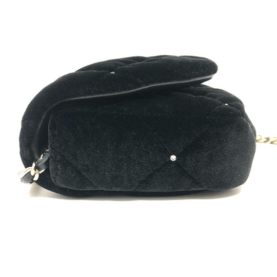 CHANEL Shoulder Bag Velor black Velour Matelasse Women Used Authentic