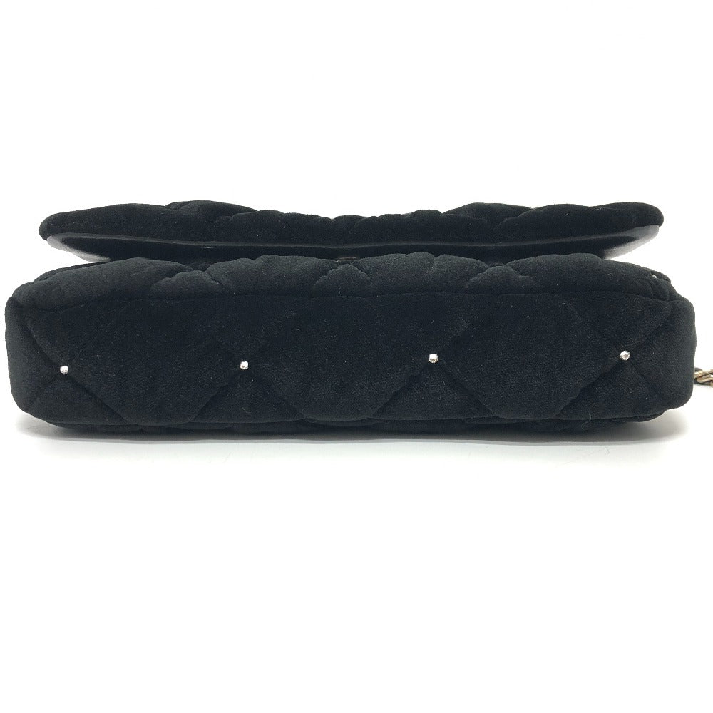 CHANEL Shoulder Bag Velor black Velour Matelasse Women Used Authentic