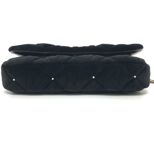 CHANEL Shoulder Bag Velor black Velour Matelasse Women Used Authentic