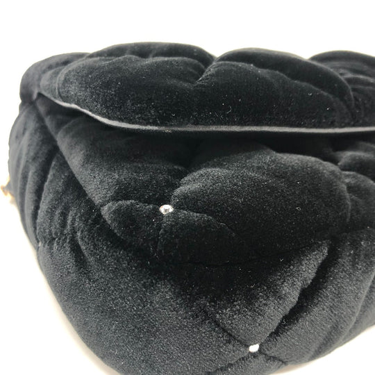 CHANEL Shoulder Bag Velor black Velour Matelasse Women Used Authentic