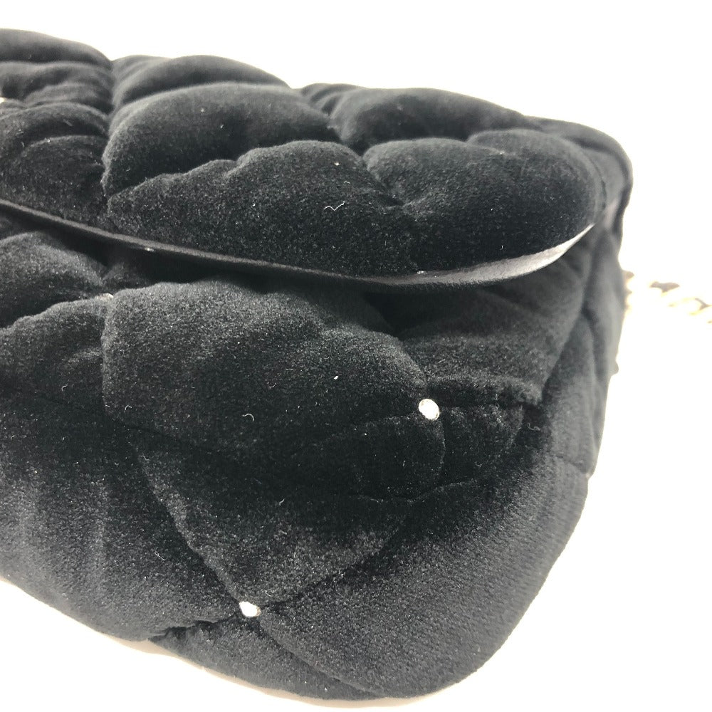 CHANEL Shoulder Bag Velor black Velour Matelasse Women Used Authentic