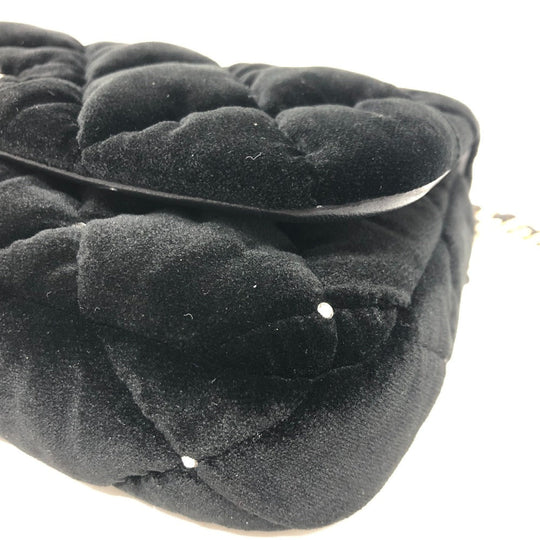 CHANEL Shoulder Bag Velor black Velour Matelasse Women Used Authentic