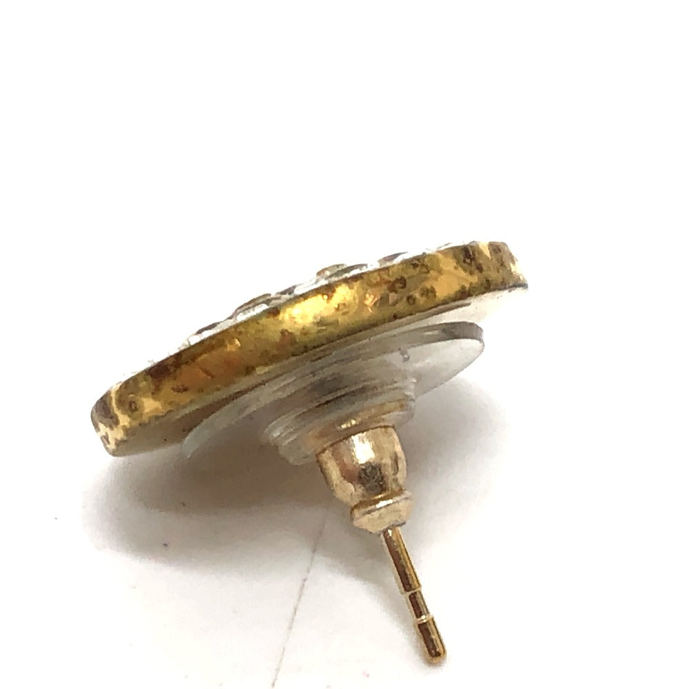 CHANEL Pierce B17C metal gold COCO Mark Matelasse Rhinestone Women Used Authentic