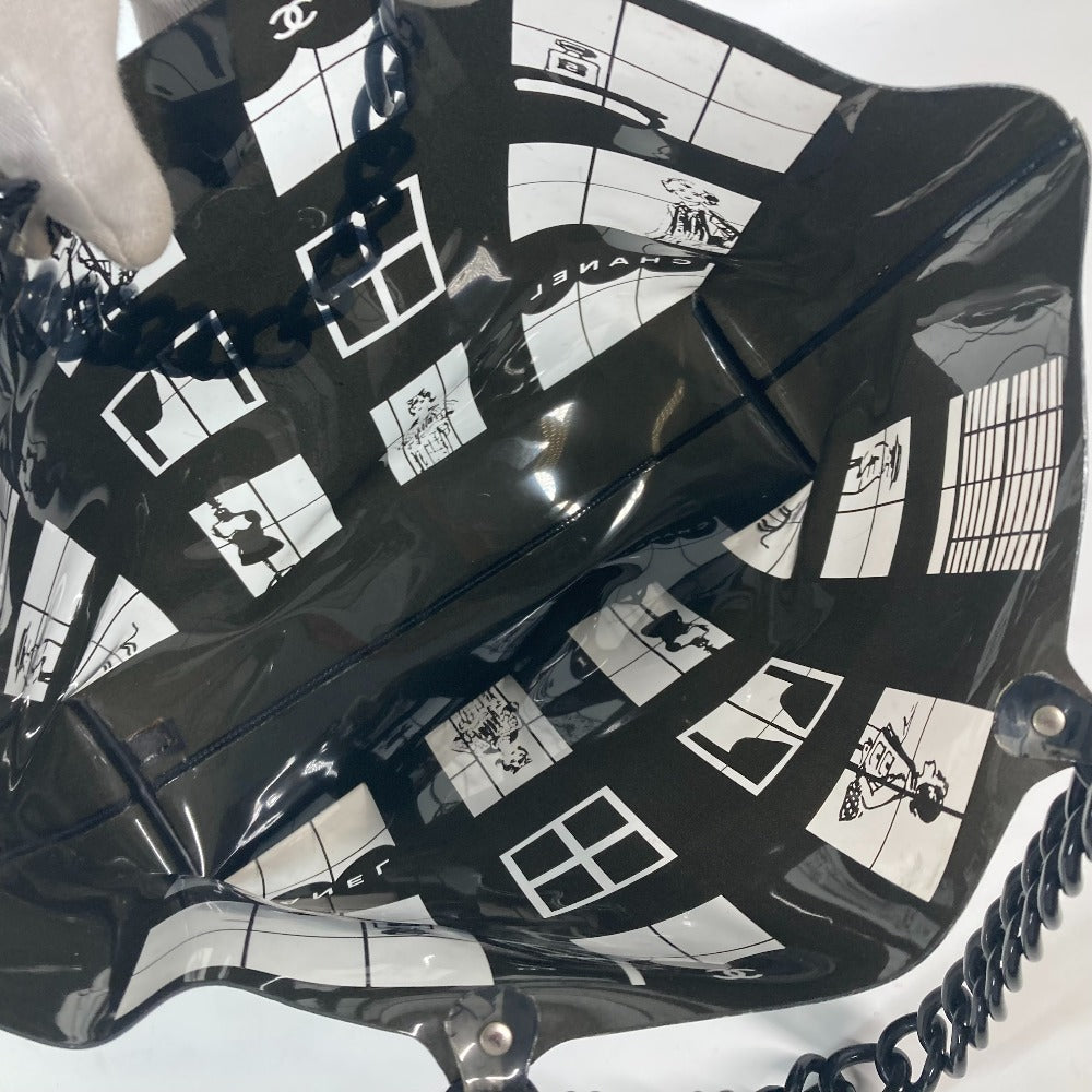 CHANEL Shoulder Bag Plastics black plastic chain window line Women Used Authentic