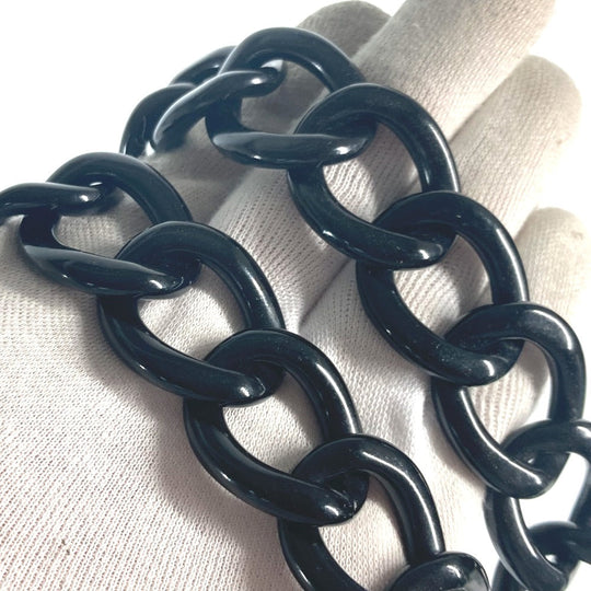 CHANEL Shoulder Bag Plastics black plastic chain window line Women Used Authentic