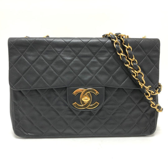CHANEL Shoulder Bag A01094 lambskin black Matrasse COCO Mark Deca Matelasse 34 Women Used Authentic