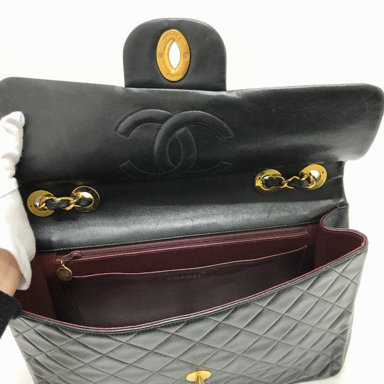 CHANEL Shoulder Bag A01094 lambskin black Matrasse COCO Mark Deca Matelasse 34 Women Used Authentic