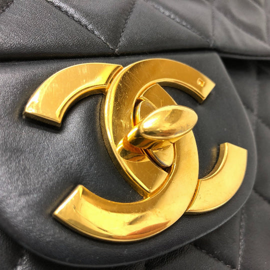 CHANEL Shoulder Bag A01094 lambskin black Matrasse COCO Mark Deca Matelasse 34 Women Used Authentic