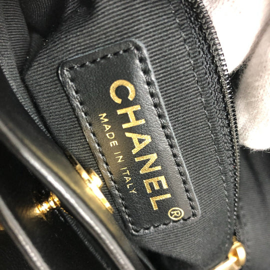 CHANEL Shoulder Bag AS3502 lambskin black COCO Mark CC Matelasse small shopping bag Women Used Authentic