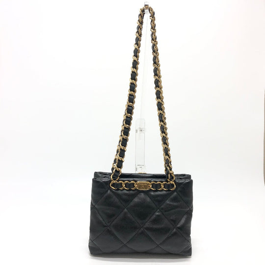 CHANEL Shoulder Bag AS3502 lambskin black COCO Mark CC Matelasse small shopping bag Women Used Authentic