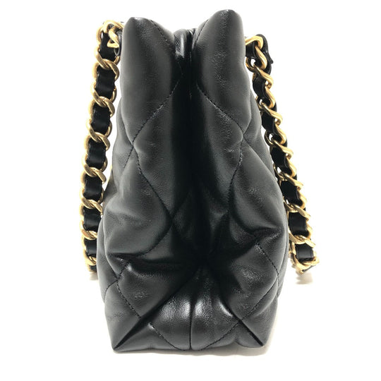 CHANEL Shoulder Bag AS3502 lambskin black COCO Mark CC Matelasse small shopping bag Women Used Authentic