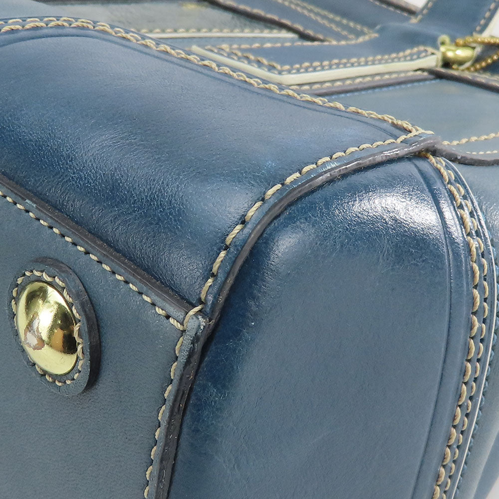 COACH Handbag 11609 Leather, Patent Leather blue Signature Women Used Authentic