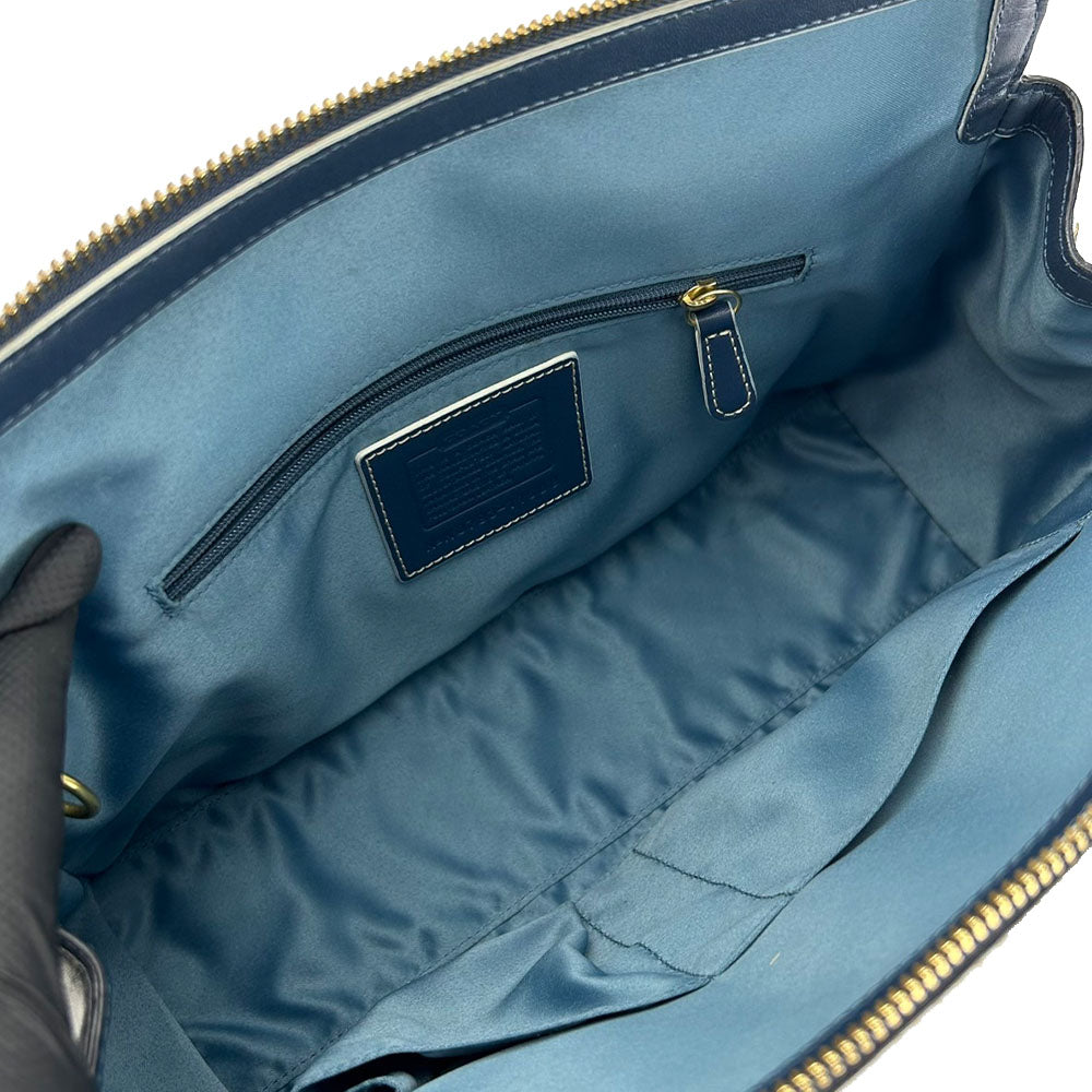 COACH Handbag 11609 Leather, Patent Leather blue Signature Women Used Authentic