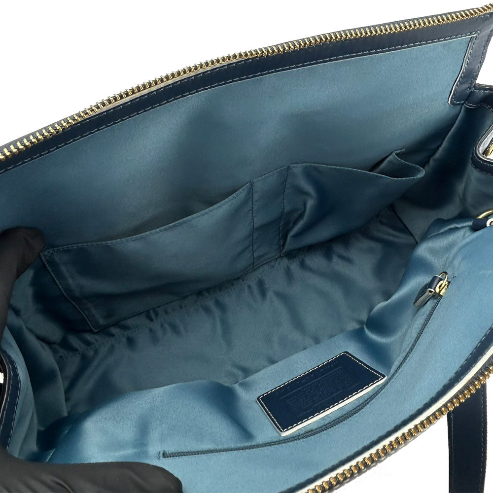 COACH Handbag 11609 Leather, Patent Leather blue Signature Women Used Authentic