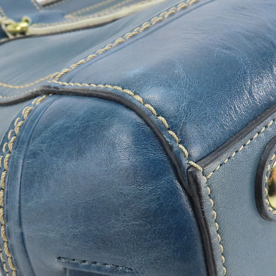 COACH Handbag 11609 Leather, Patent Leather blue Signature Women Used Authentic