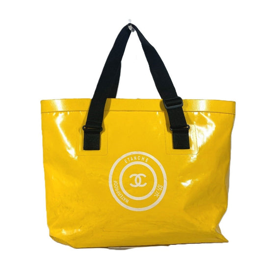 CHANEL Shoulder Bag Plastics yellow Waterproof CC COCO Mark ETANCHE logo Women Used Authentic