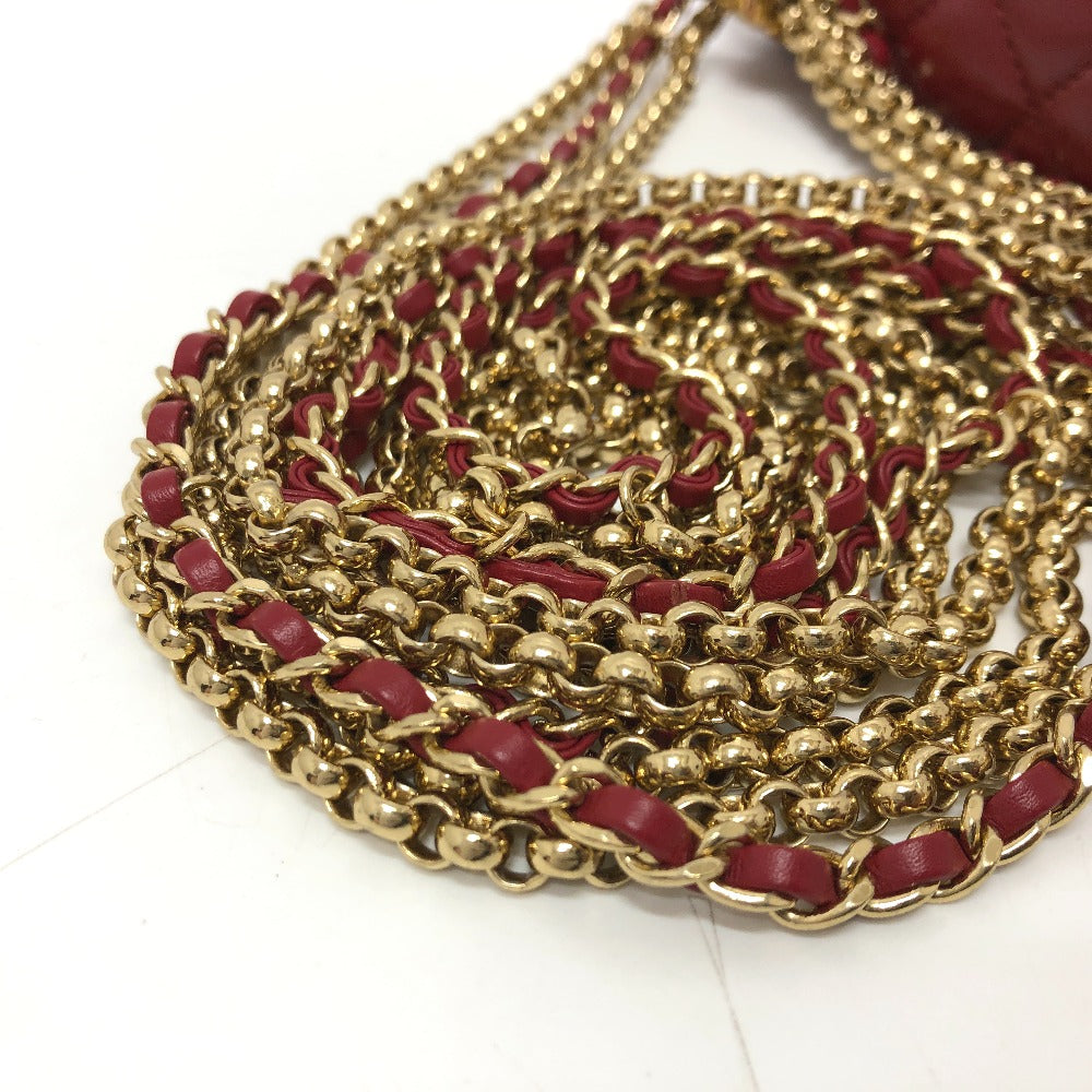 CHANEL Shoulder Bag lambskin Red COCO Mark Matrasse
