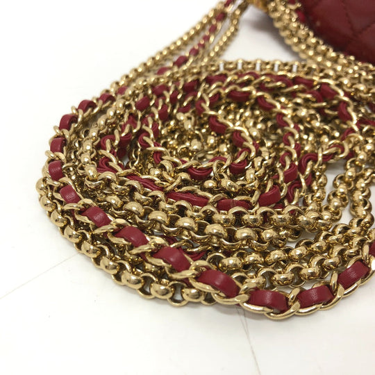 CHANEL Shoulder Bag lambskin Red COCO Mark Matrasse